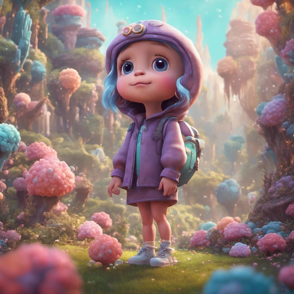 Cute Character in Pastel Pixar Style