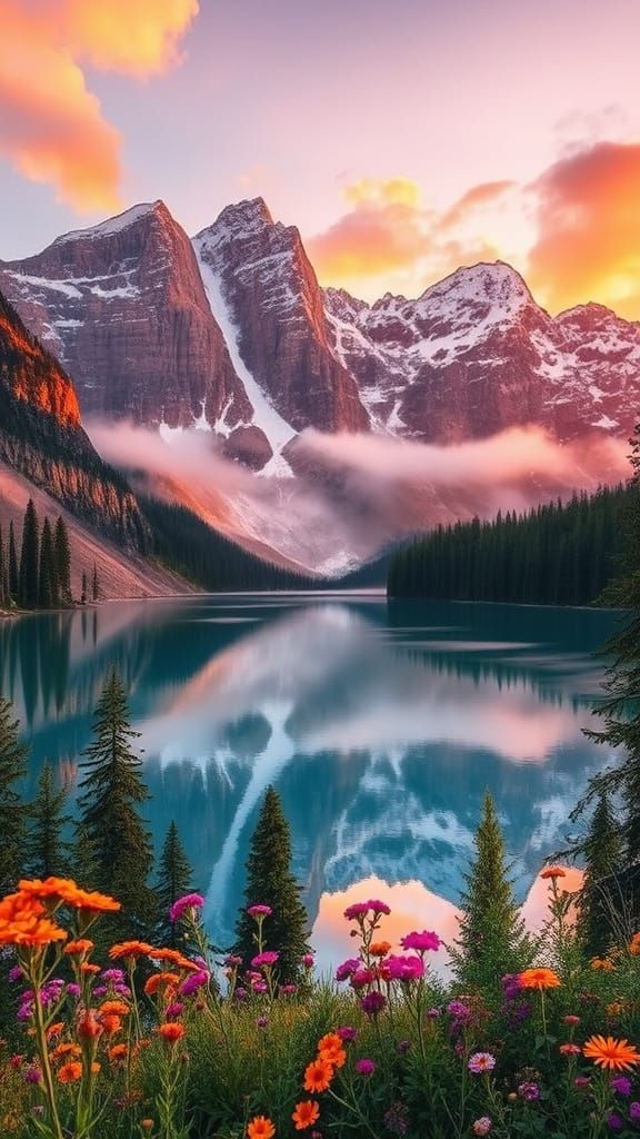 Surreal Mountain Paradise at Golden Hour in Hyper-Realistic ...