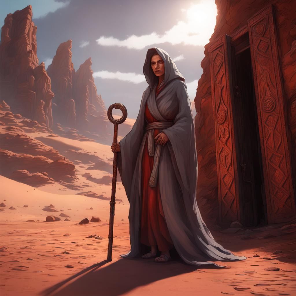 Desert Priestess in Orange and Teal Lighting