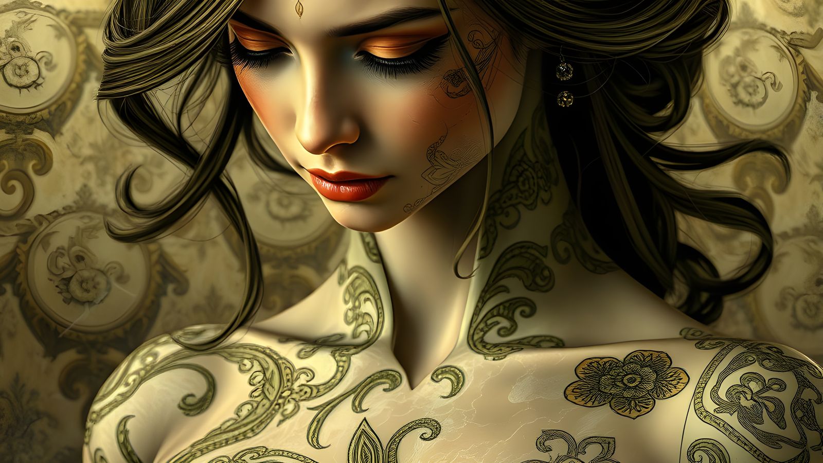 Stunning Portrait in Sepia and Olive Green Tones