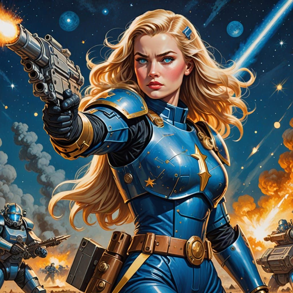 Empowered Goddess of Tomorrow in Cyberpunk Armor