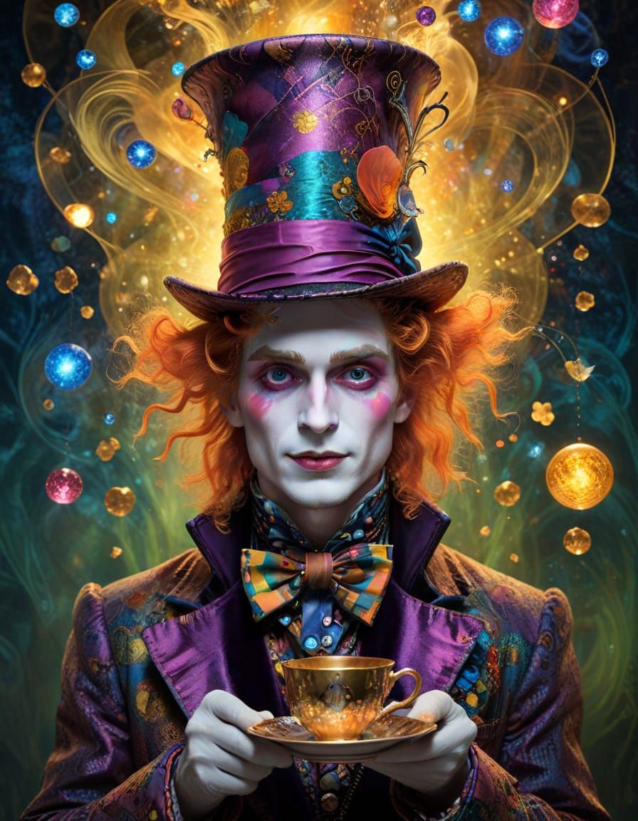 Glowing Rococo Portrait of the Mad Hatter