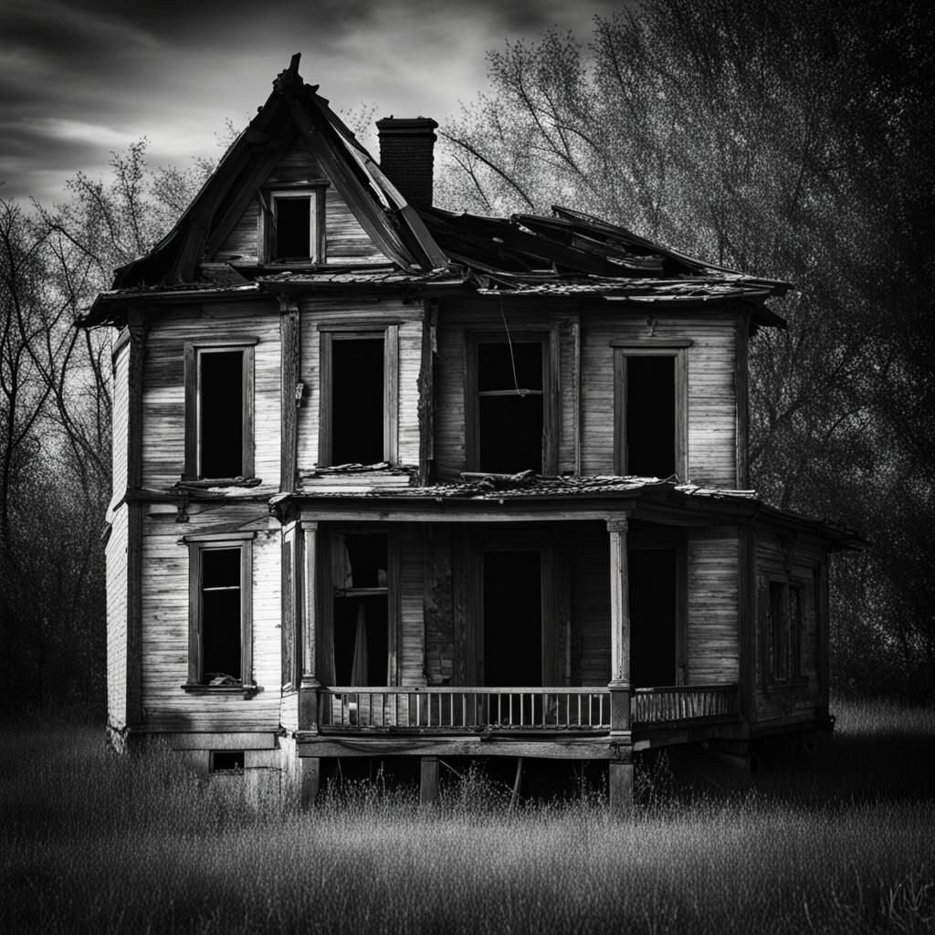 Abandoned House Black and White Photography