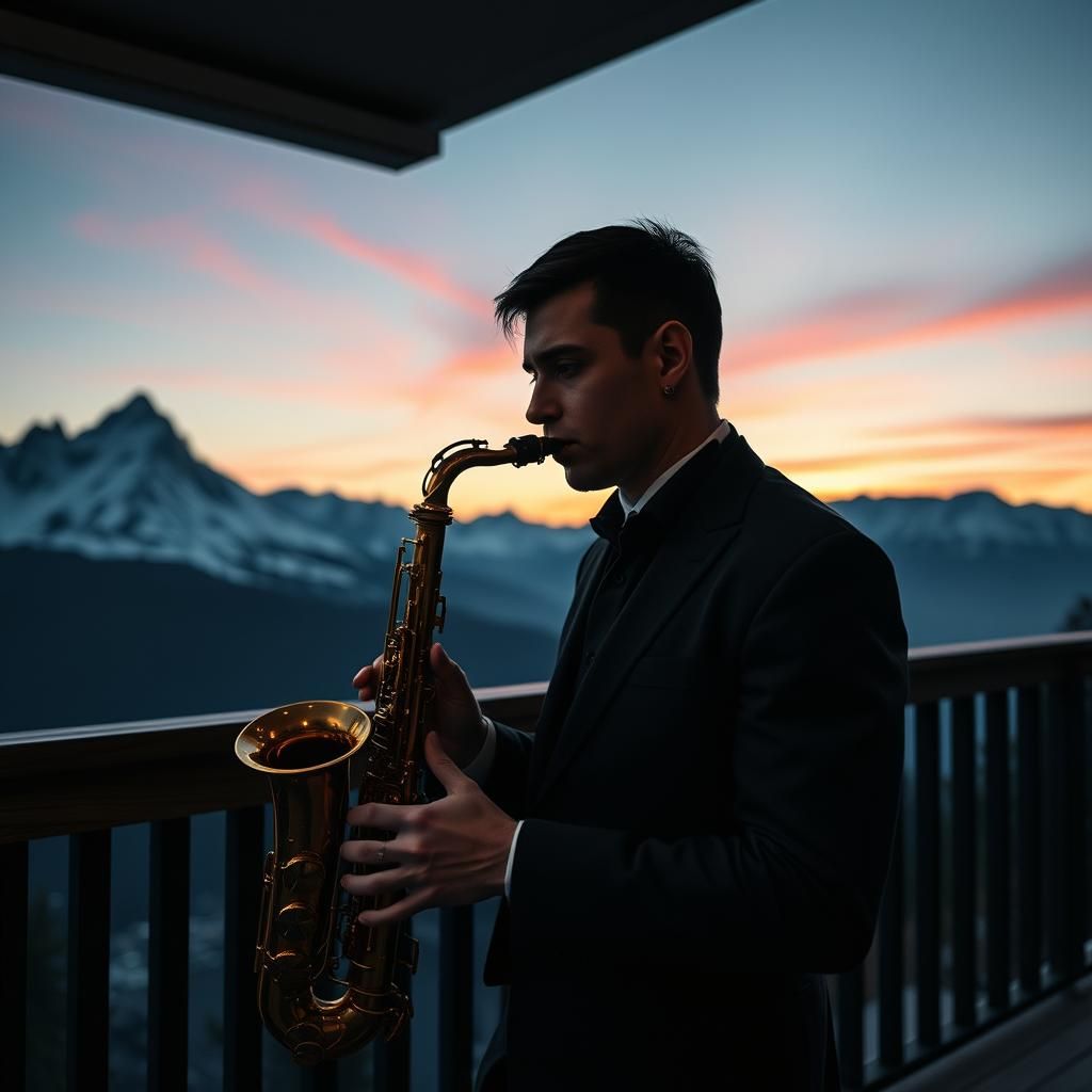 Saxophonist's Passion in Swiss Twilight, Hyperrealism