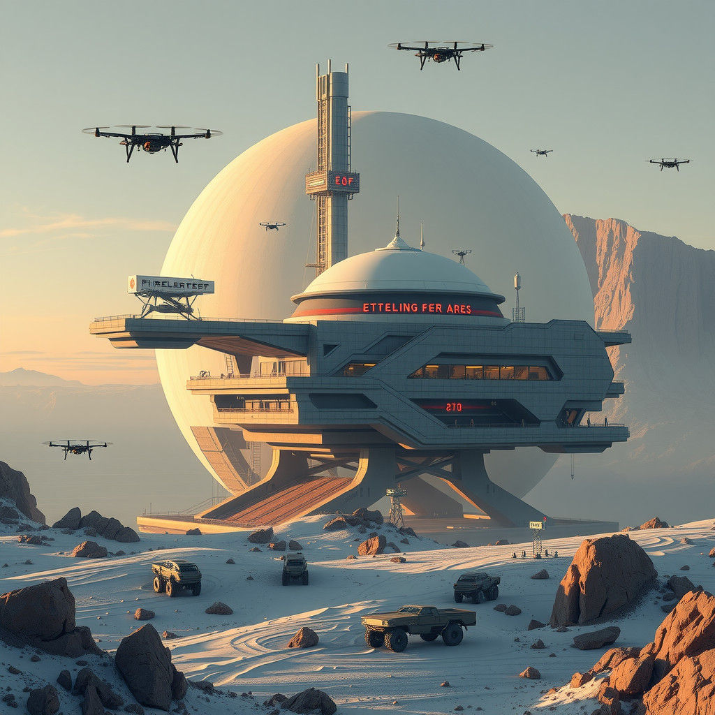 Futuristic Alien Refueling Station on Uranus