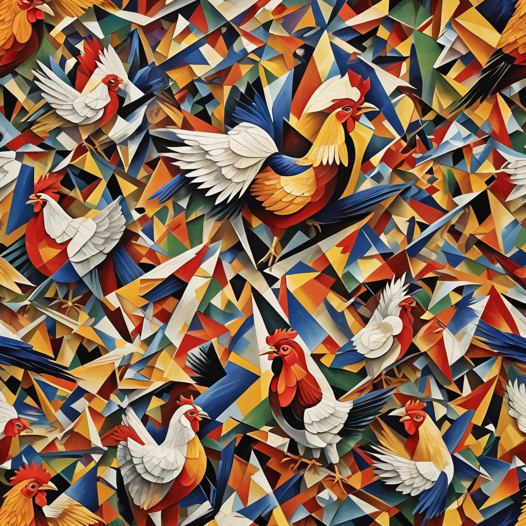 Geometric Chicken: A Cubist Kaleidoscope