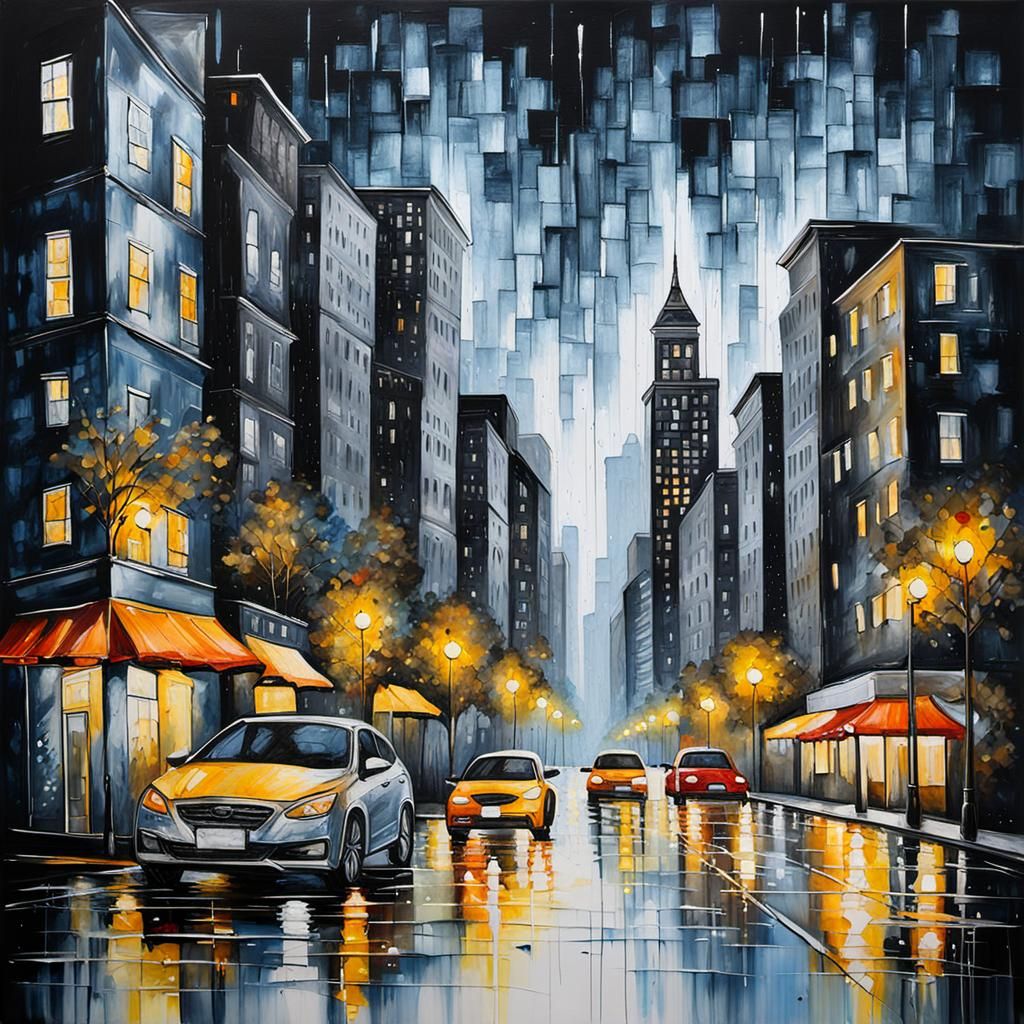 monochromatic cityscape