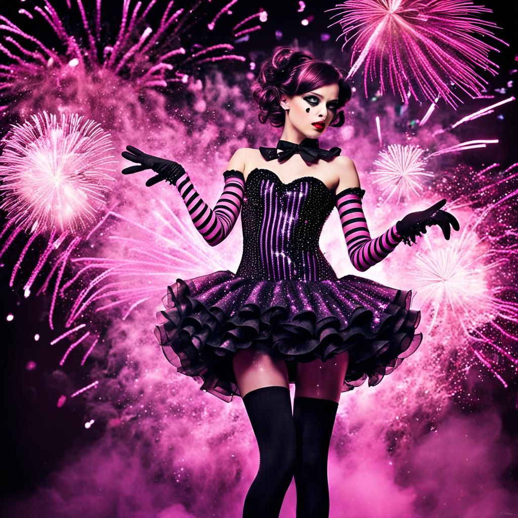 Glamorous Goth Woman in Opulent Dress