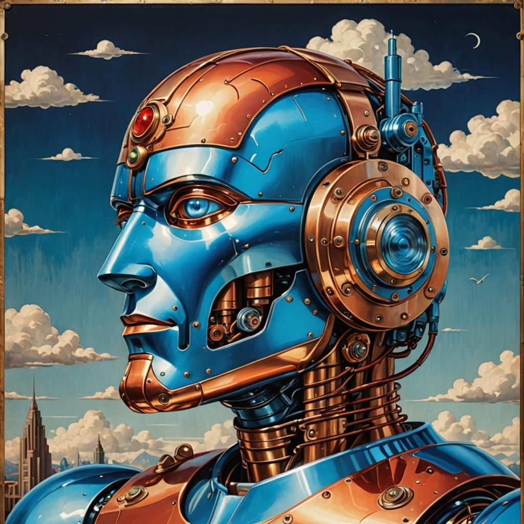 Art Deco Cyborg Robot Man in Digital Art