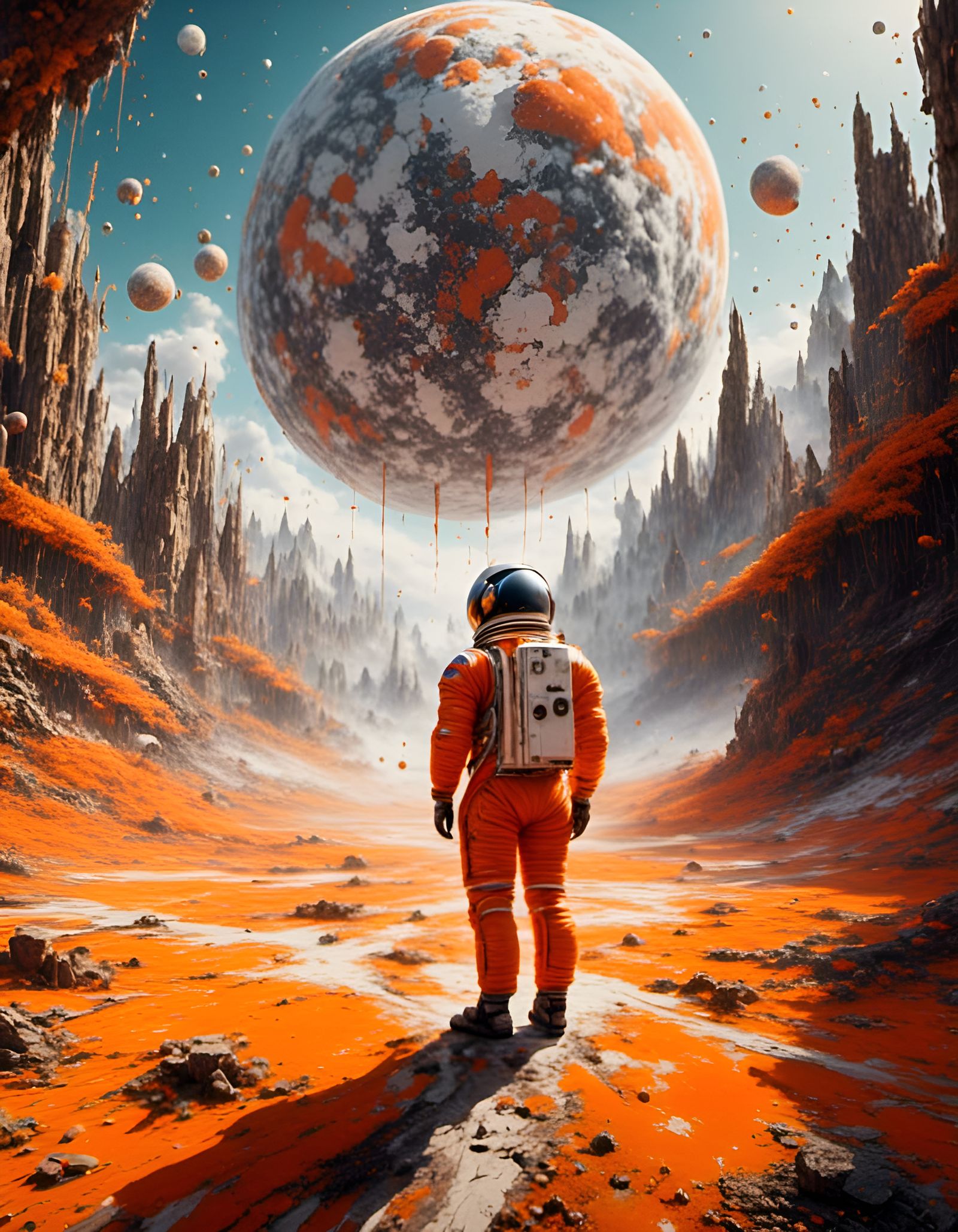 Astronaut on Alien Planet in Wes Anderson Style