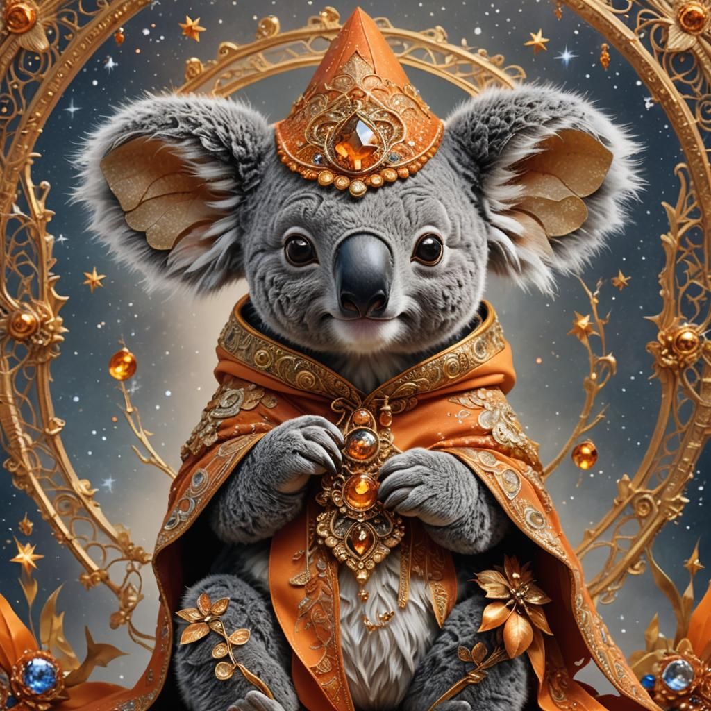 Koala Wizard in Hogwarts, Whimsical Art