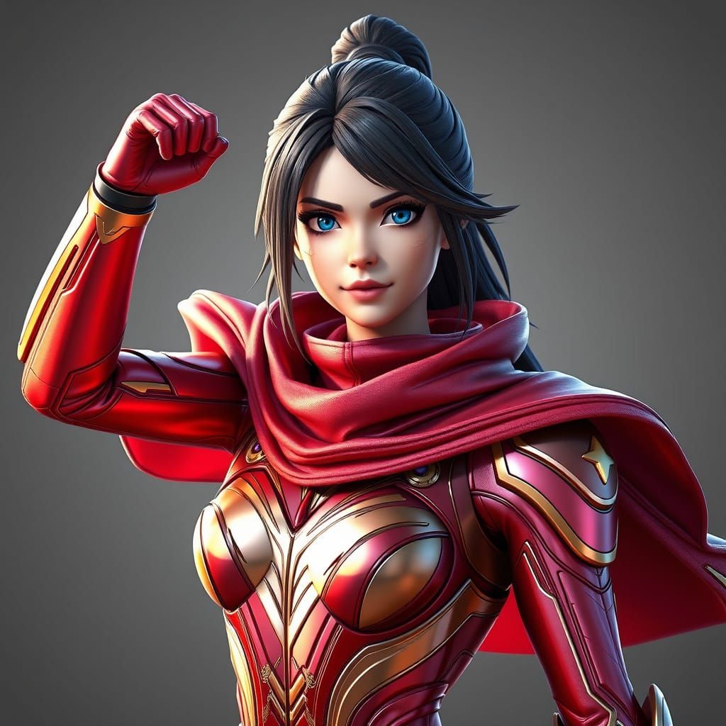 Anime Superhero Full Body 3D Render