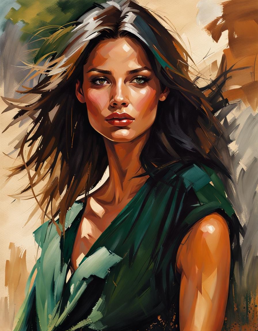 Elegant Woman with Green Eyes Portrait