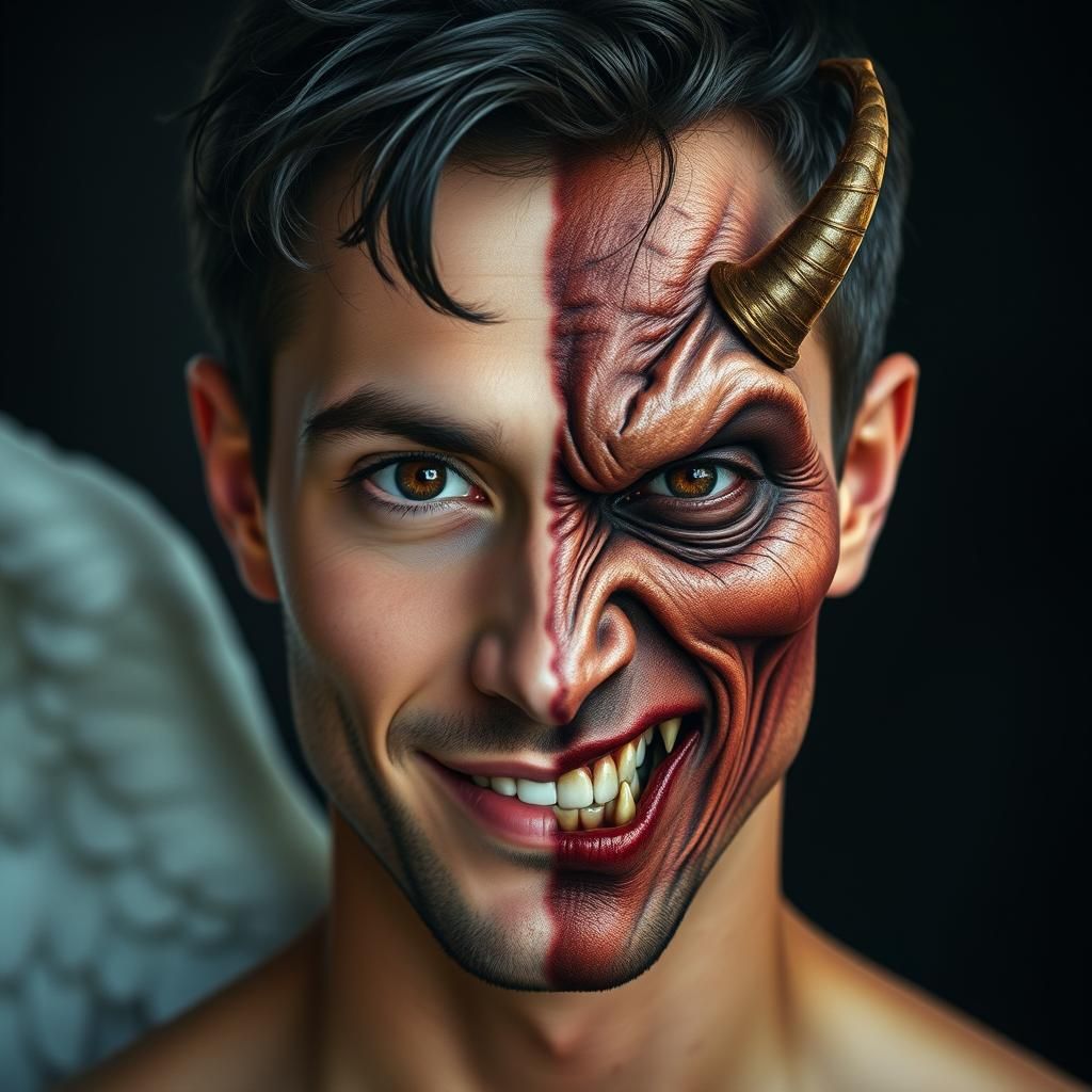 Angel and Demon Split Portrait