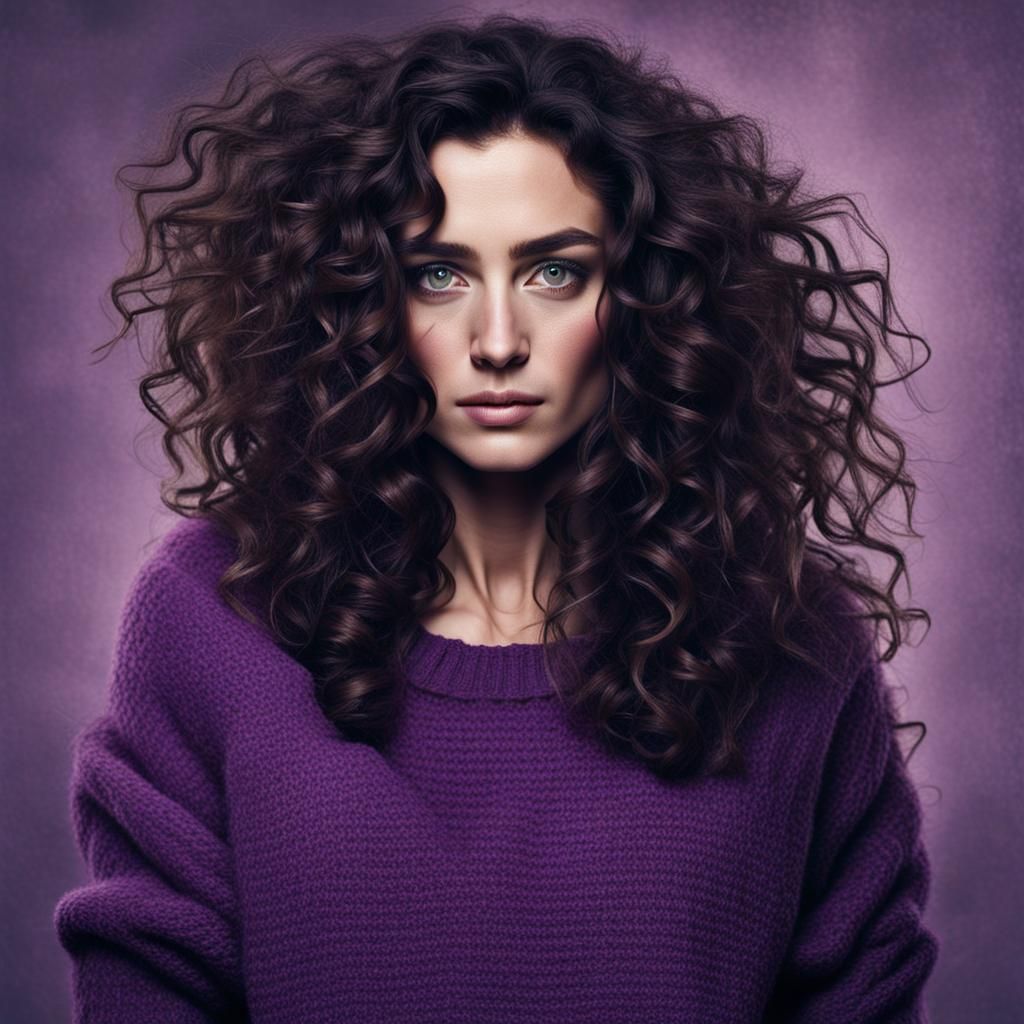 Beautiful Woman with Dark Hair in Surreal Style