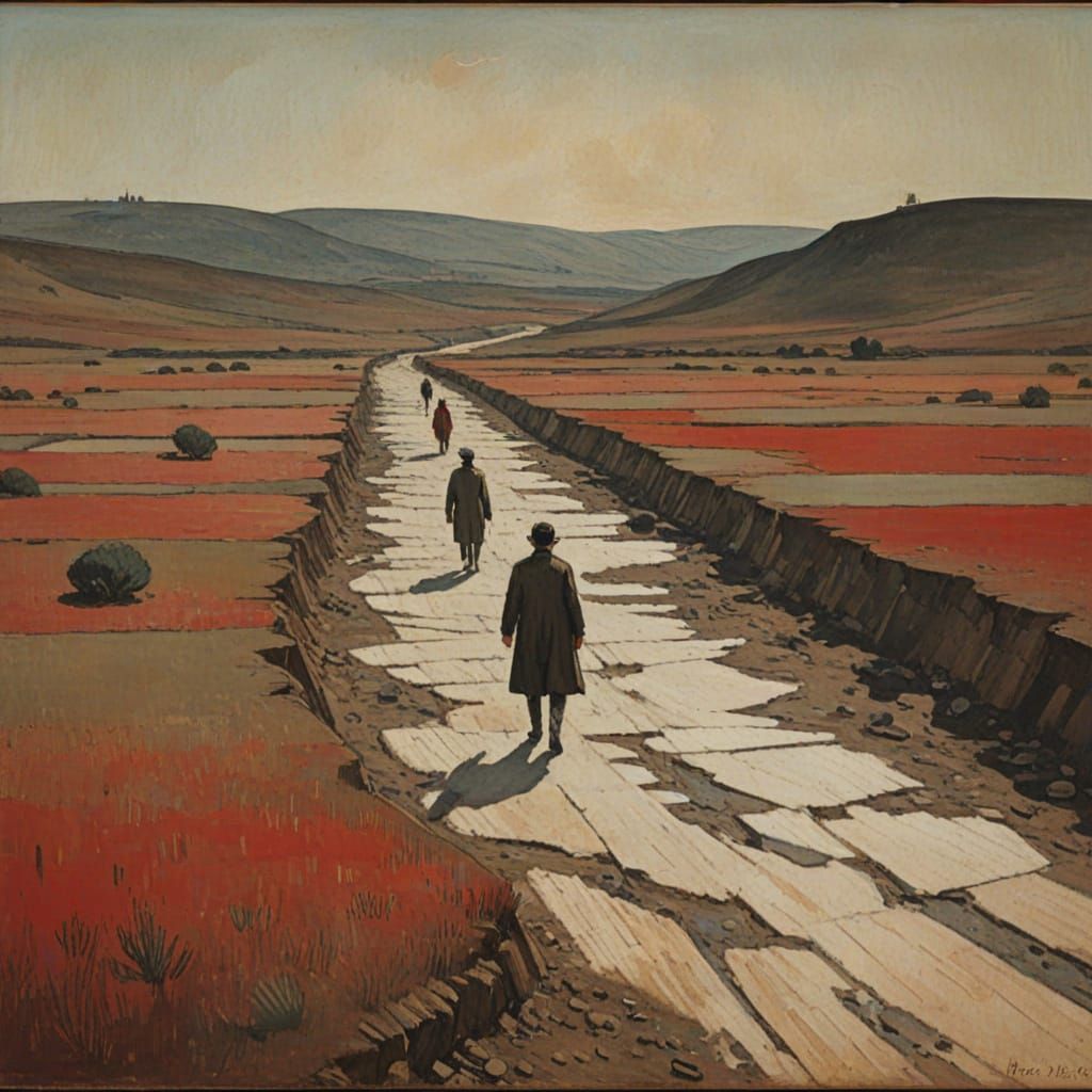 Surreal Dreamscape of Existential Dread in Earth Tones