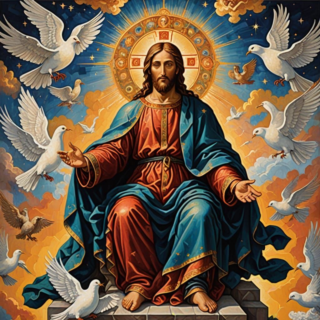 Ascended Christ on Celestial Throne, Renaissance Style