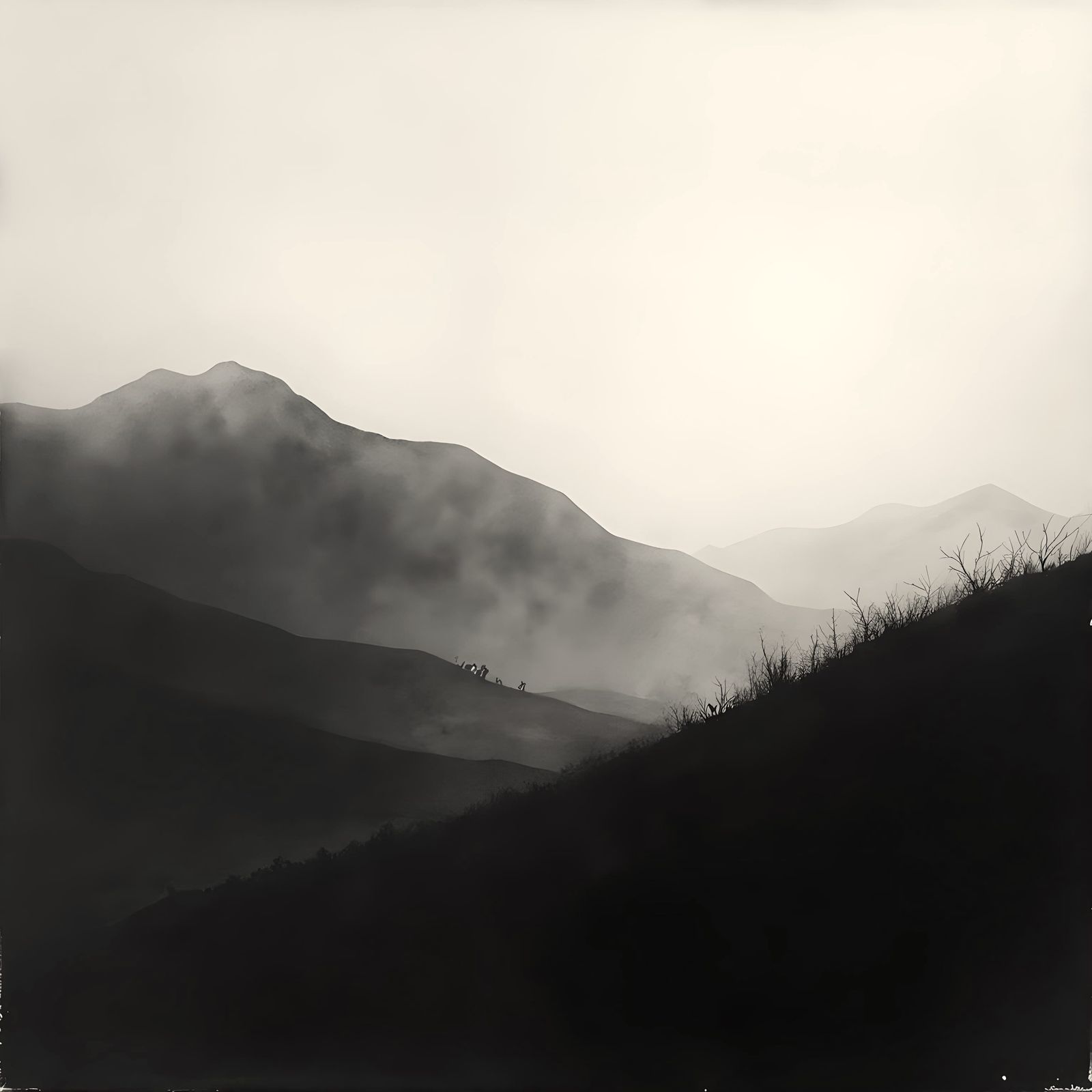 Misty Scottish Mountain Landscape in Watercolour