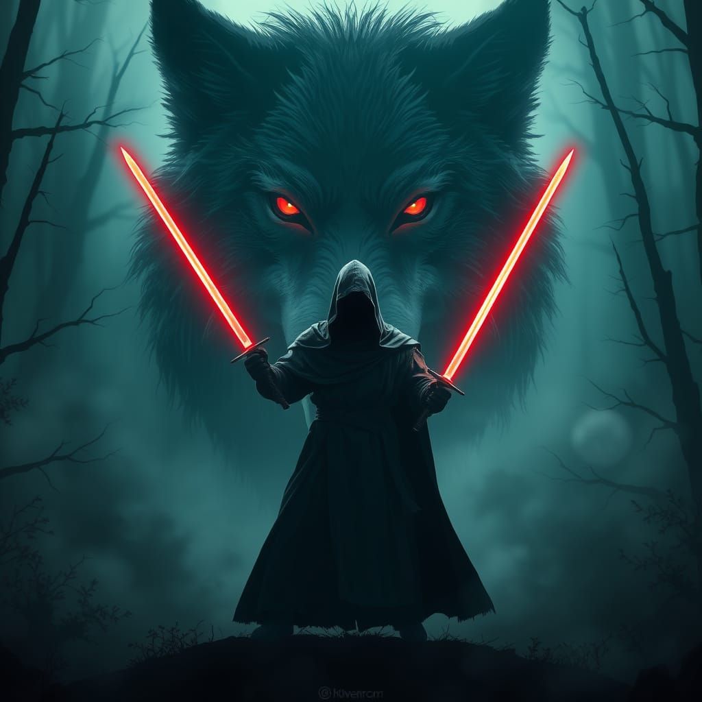 Mystical Wolf Scene in a Magical Forest