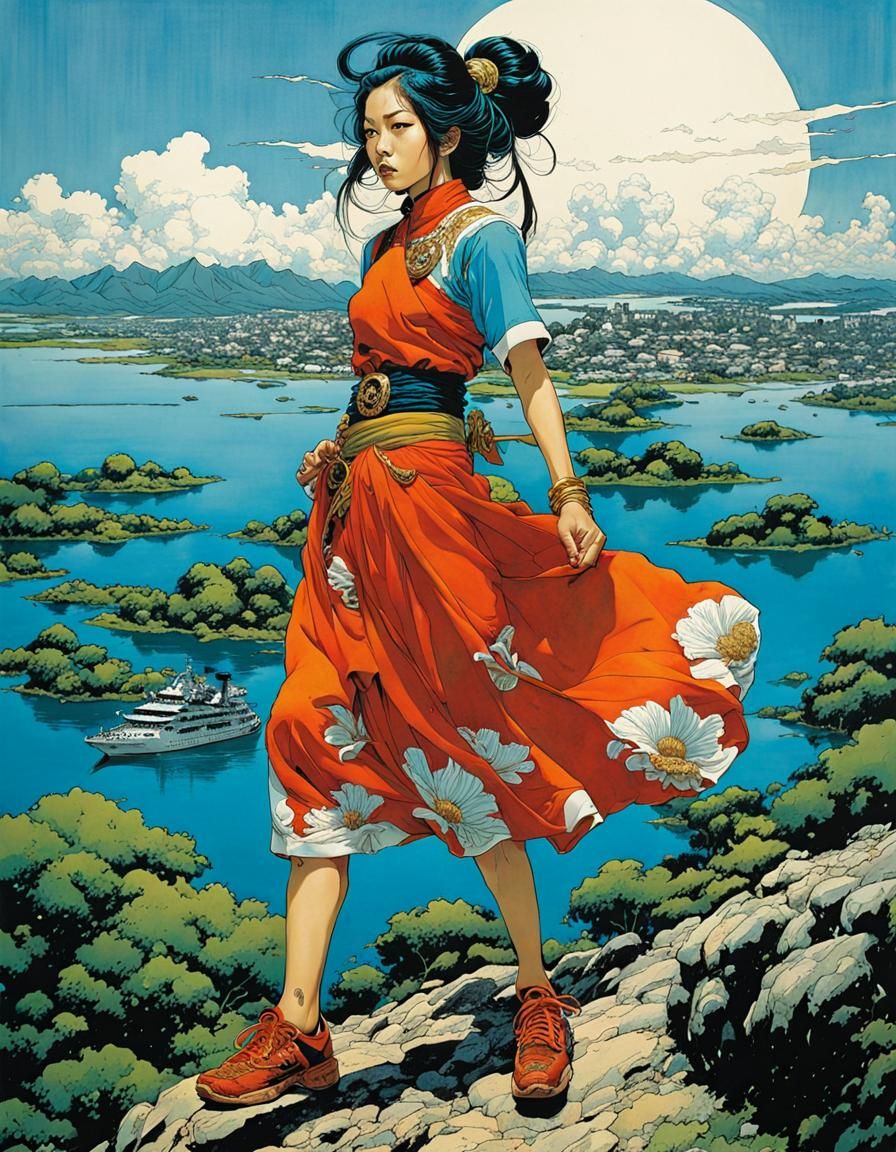 Asian Woman Portrait in Manga Style