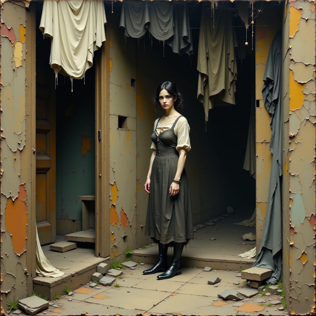 Ashcan School Style Tenement Scene