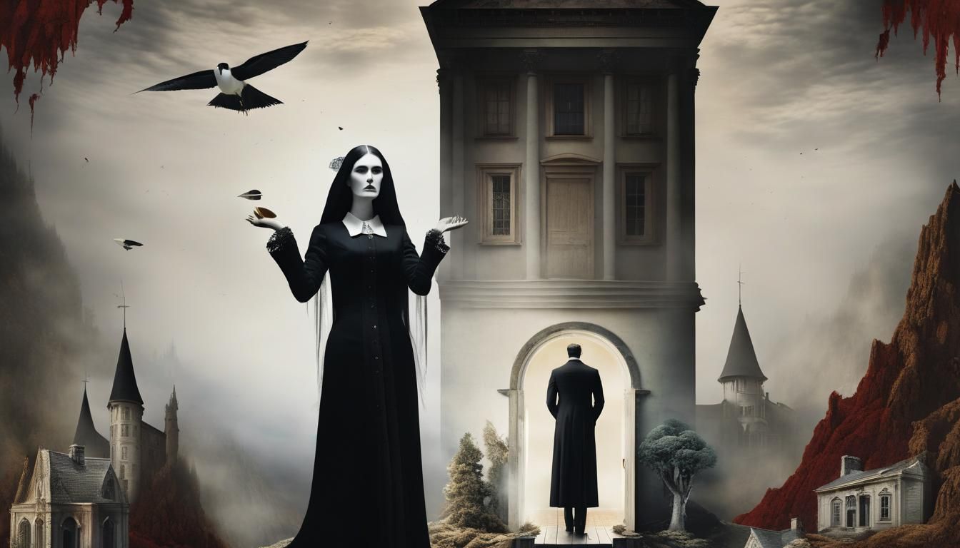 Surreal Horror Collage: The Fall of the House of Usher