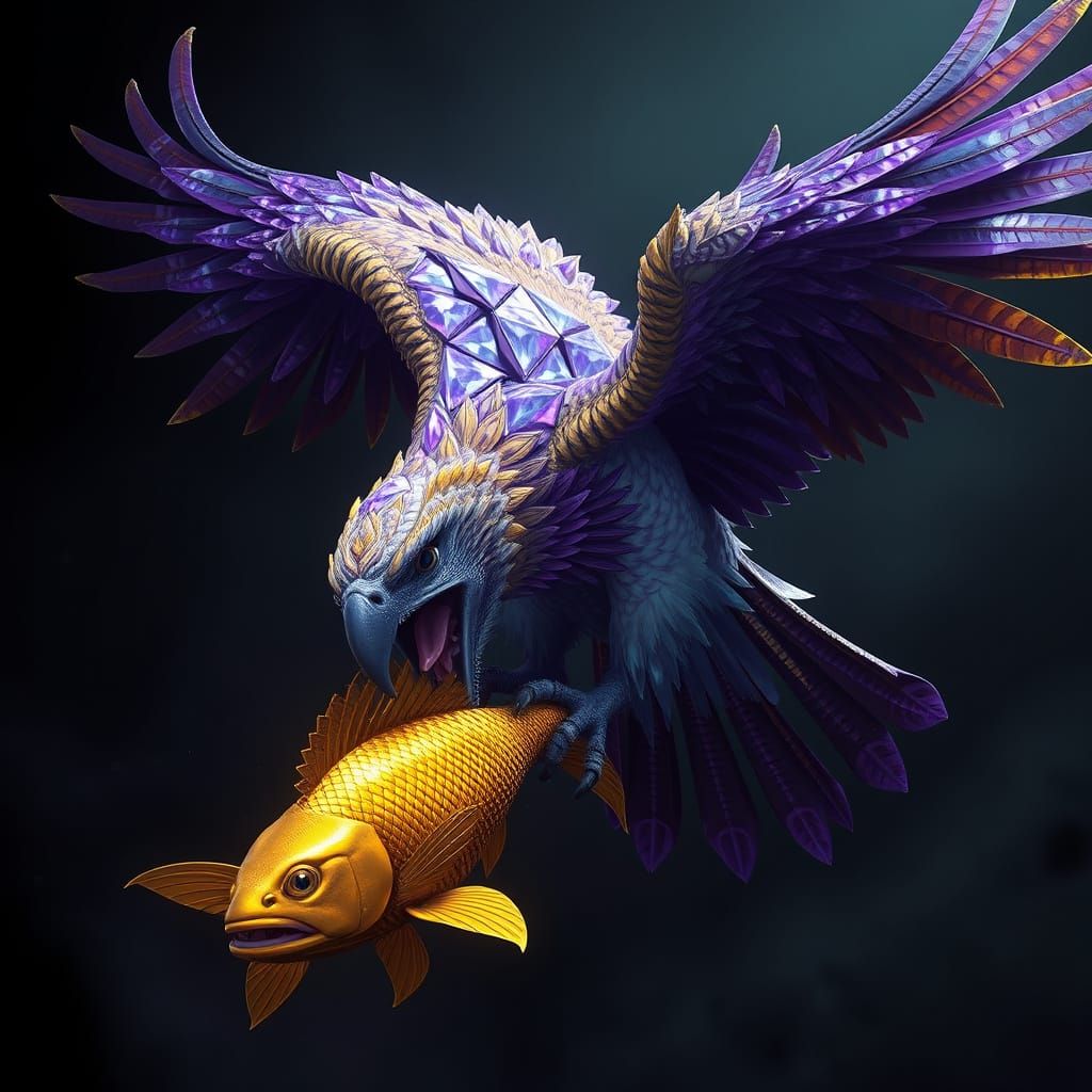 Diamond Hawk Devouring Golden Fish