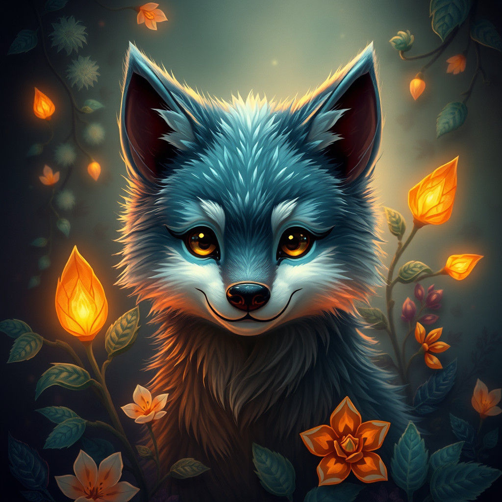 Enchanting Wolf Portrait in Fantasy Concept Art Style