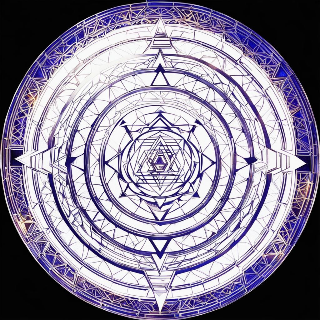 Gold Atomic Structure Superimposed with Sri Yantra