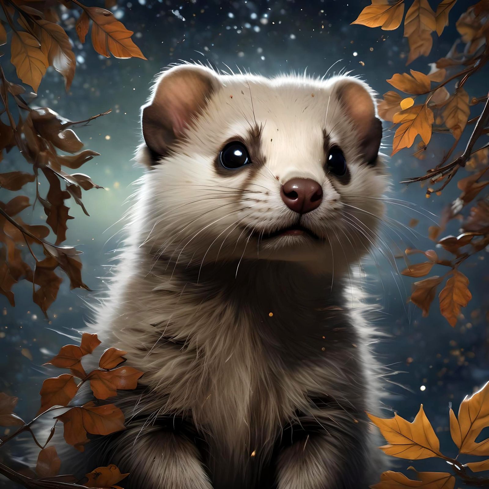 Adorable Ferret Portrait in Ethereal Fantasy Style
