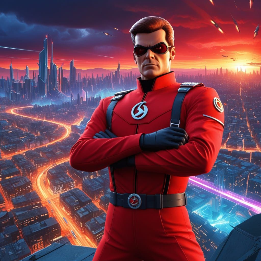 Captain Scarlet in Vibrant Comic Book Art