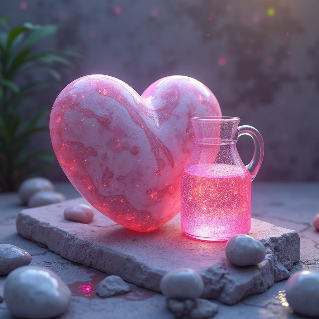 Vibrant Celtic Heart on Sparkling Marble Slab