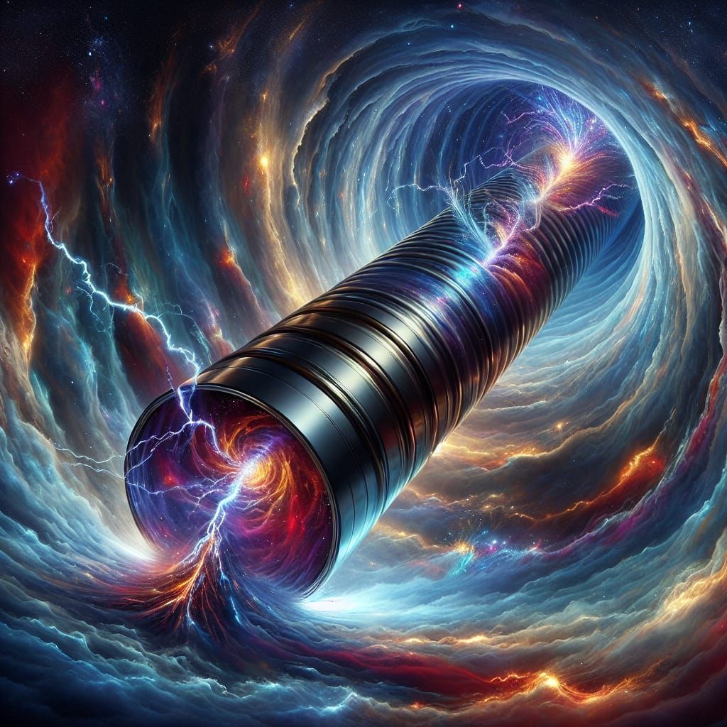 Cyberpunk Spacecraft Approaches Cosmic Vortex