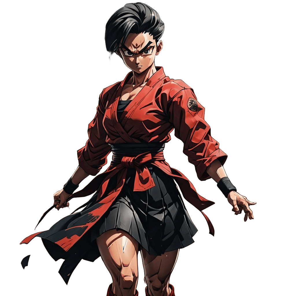 Young Saiyan Woman in Fighting Pose as 3D Anime Art