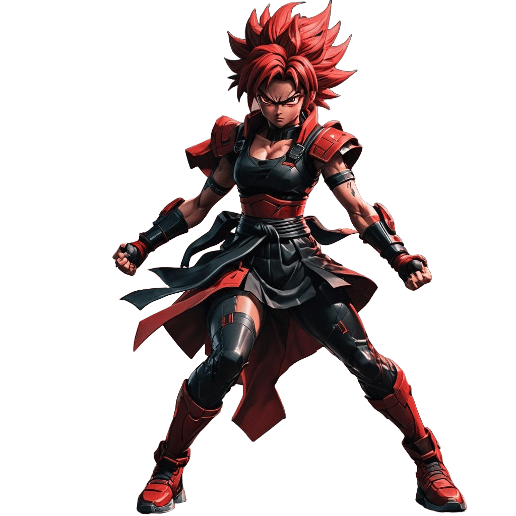 Saiyan Woman in Fighting Pose: 3D Anime Art