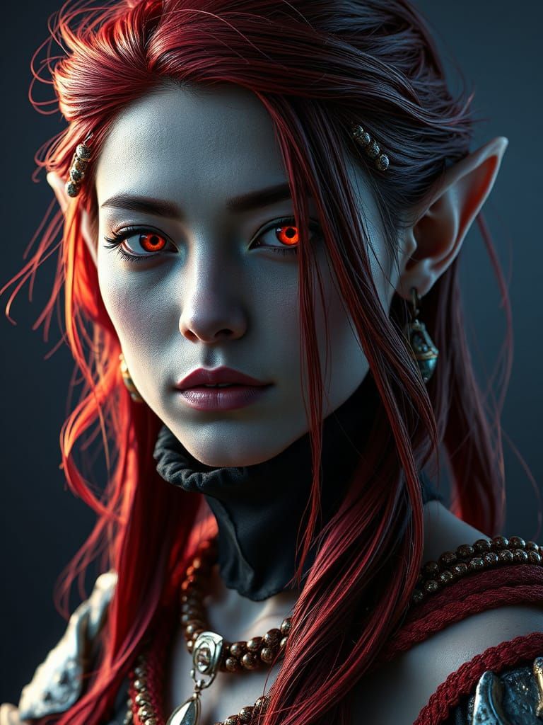 Cyberpunk Night Elf Princess Portrait in Unreal Engine