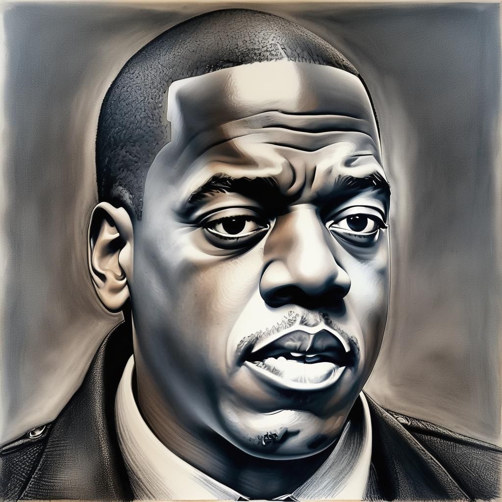Hyperdetailed Charcoal Drawing of Jay Z