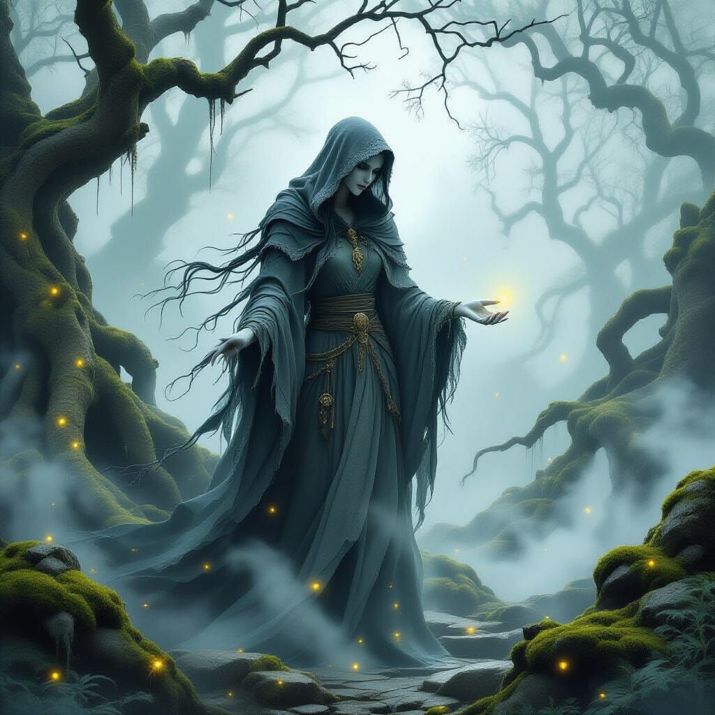 Mystical Spirit Shrouded in Eerie Fog