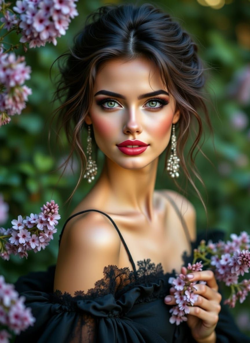 Editorial Beauty Portrait of a Sculpted Woman with Plumbago ...