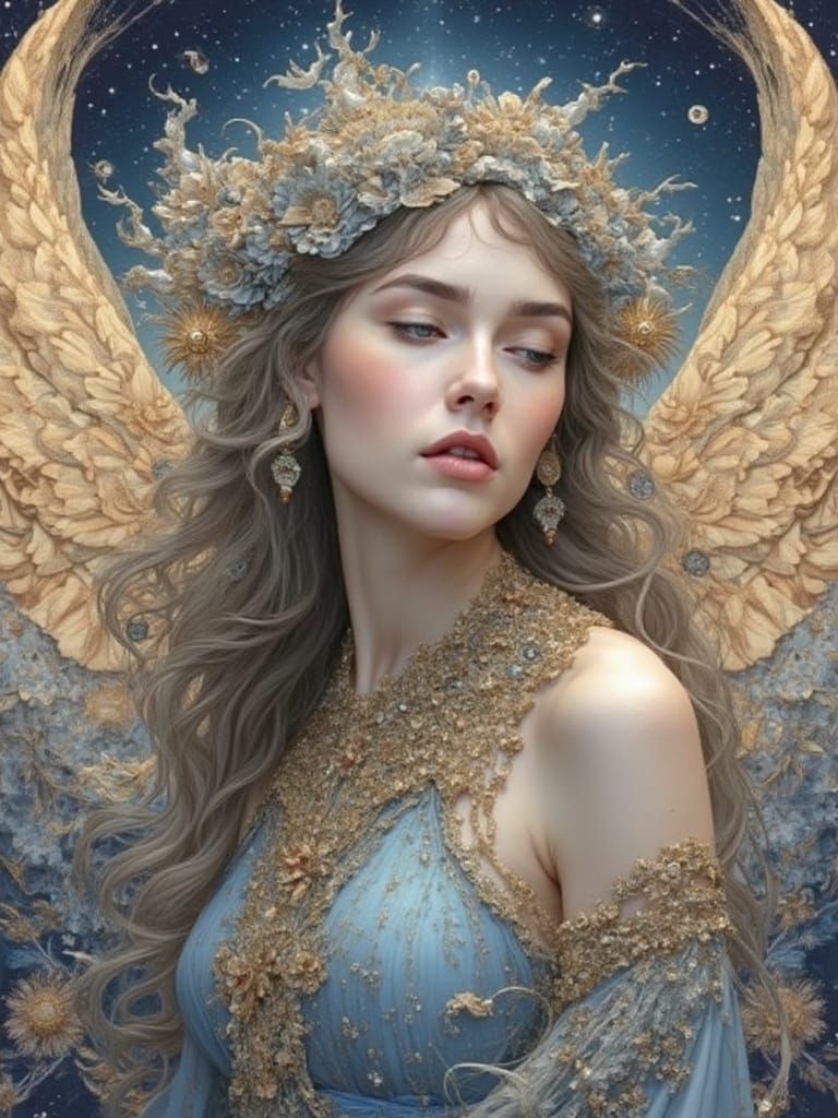 Celestial Being Descends Runway in Art Nouveau Style