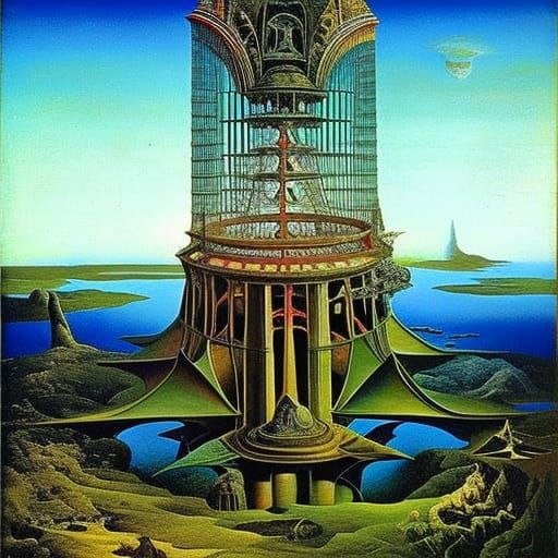 Insane Reflection: A Surreal Gothic Painting