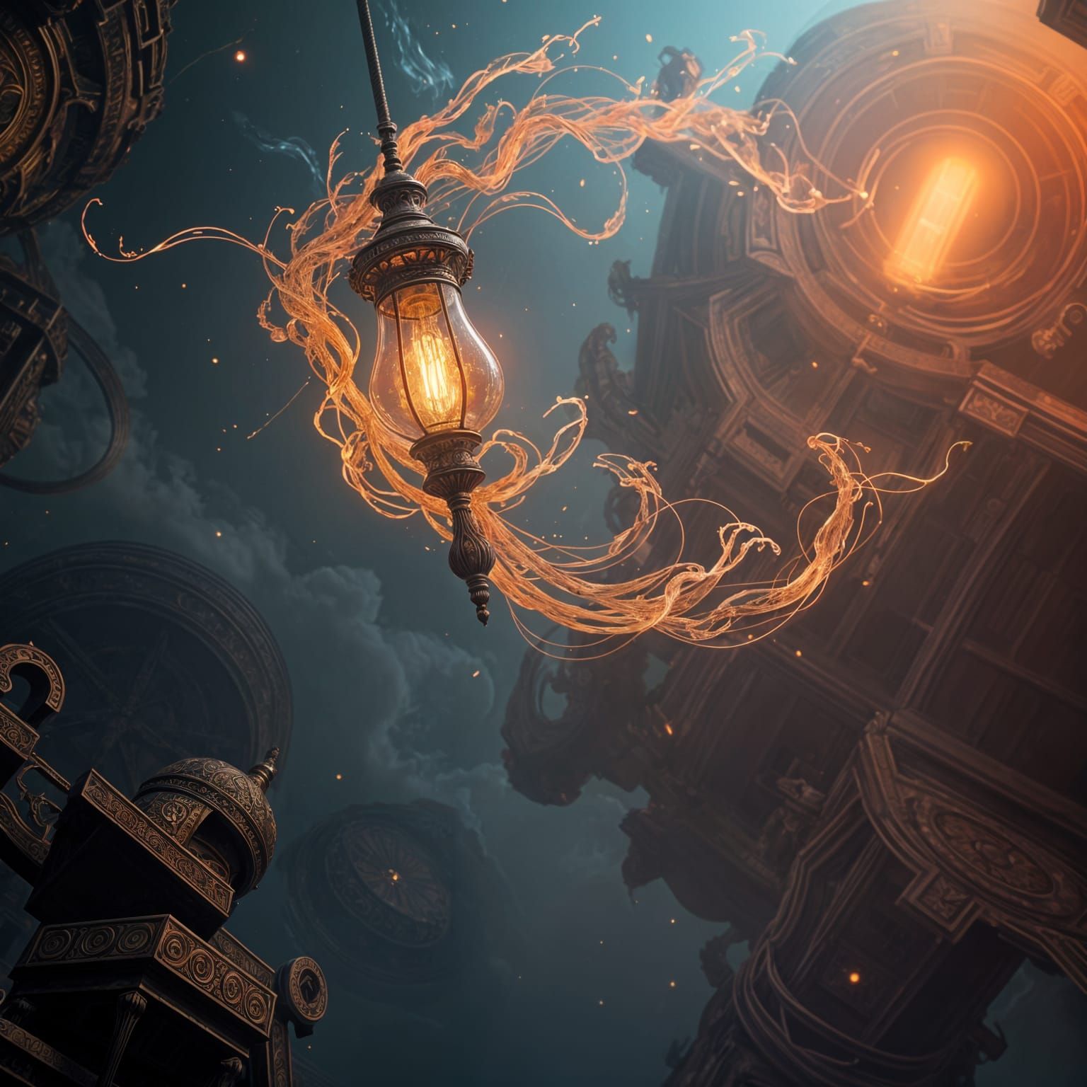 Surreal Floating Lamp in Colorful Fantasy Art