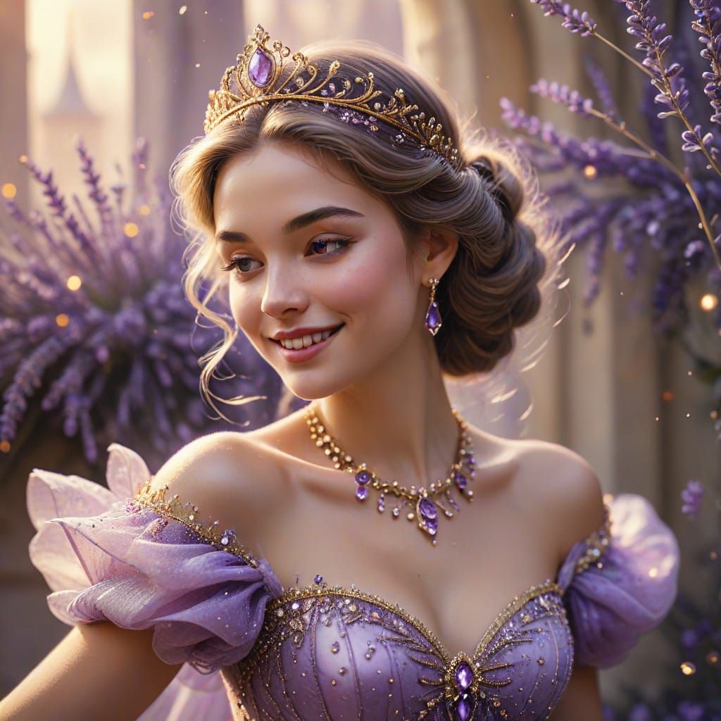 Fairytale Princess Dancing in Lavender Gown