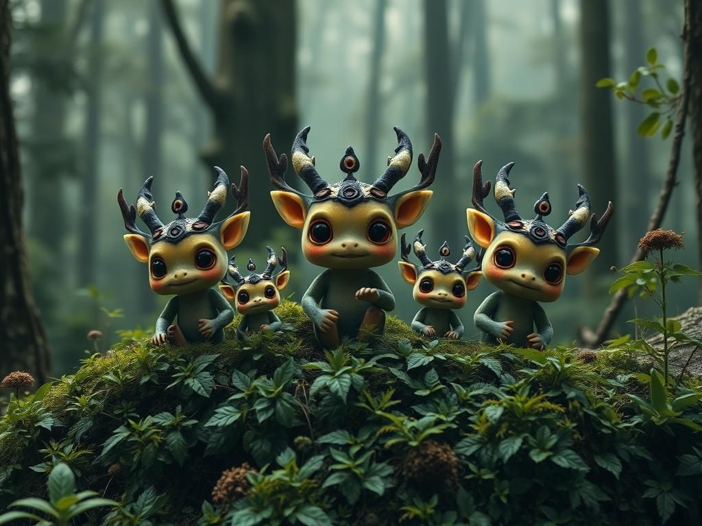 Cute Forest Spirits in Ancient Forest