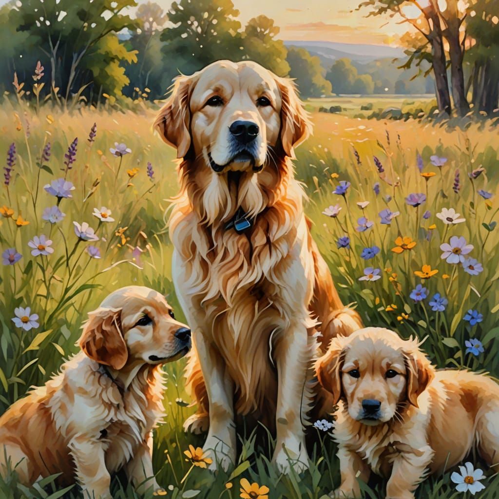 A Mother's Gentle Love in Impressionistic Splendor