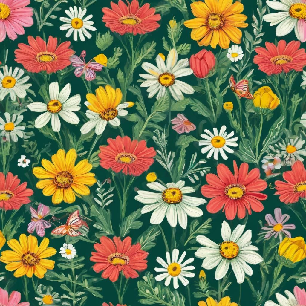 Blooming Margarita Flowers in a Sunny Field