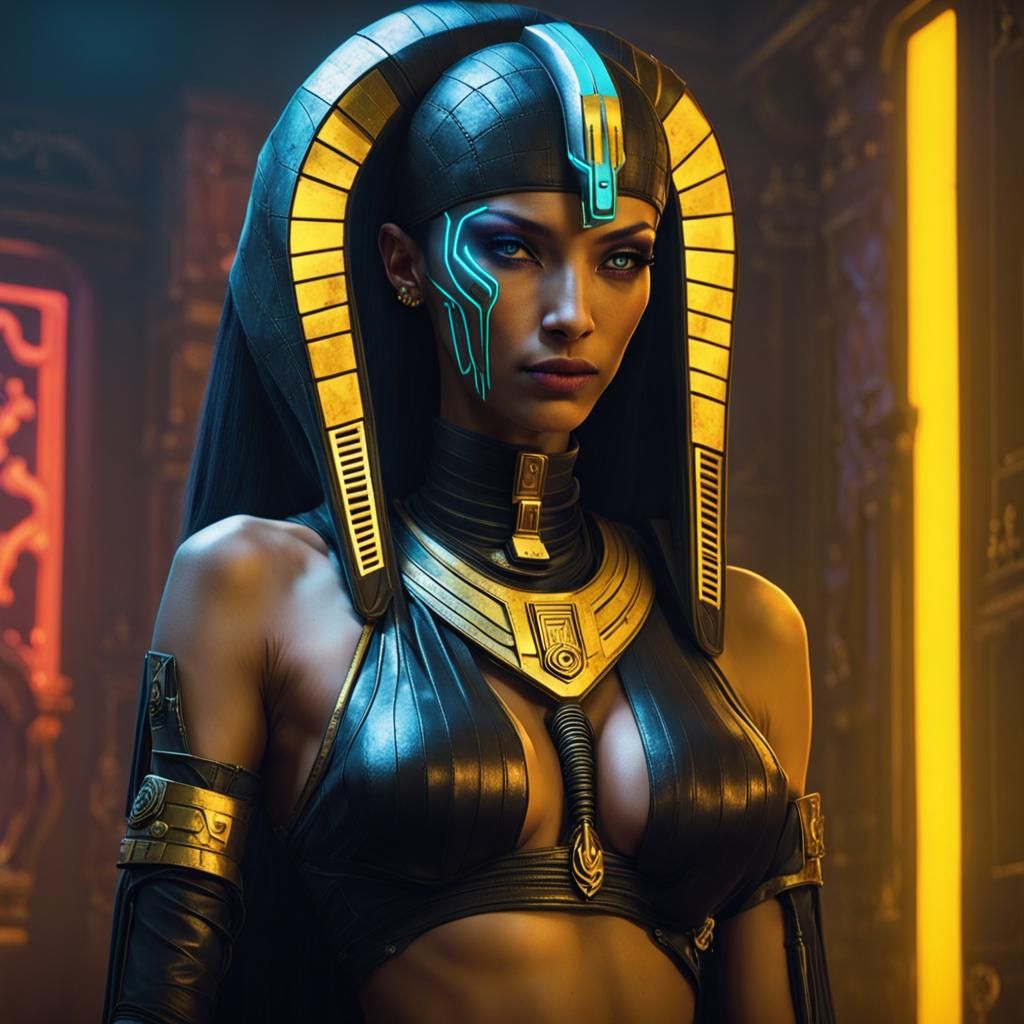Cyberpunk Egyptian Goddess Nephthys