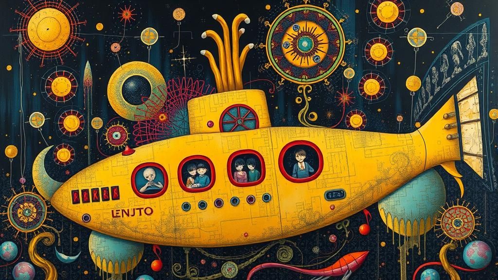 Surreal Yellow Submarine in Abstract Dreamscape