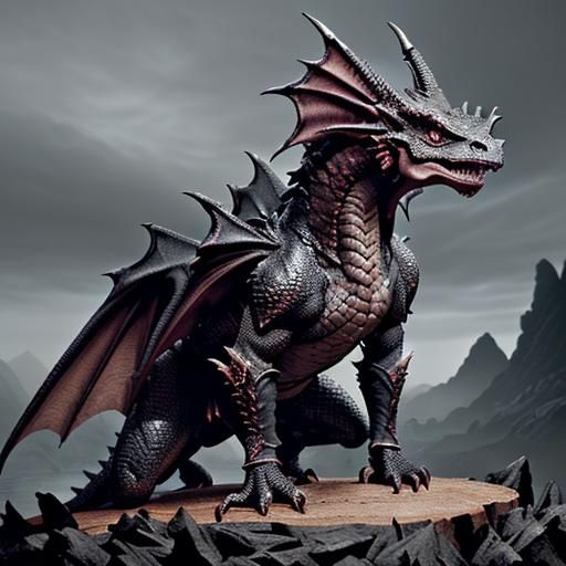 Detailed Bobblehead Dragon with Spread Wings