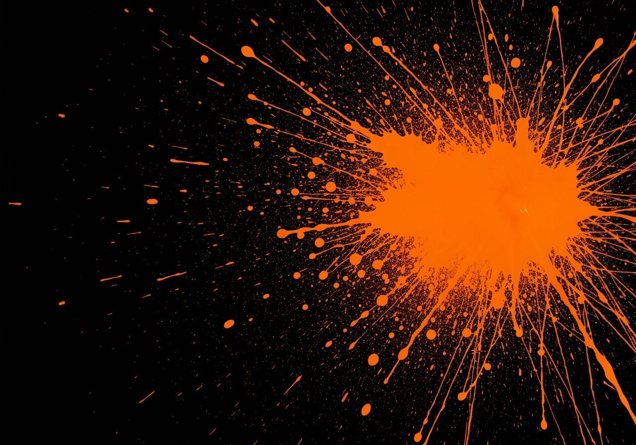 Vibrant Orange Paint Splatter Explosion in Abstract Style